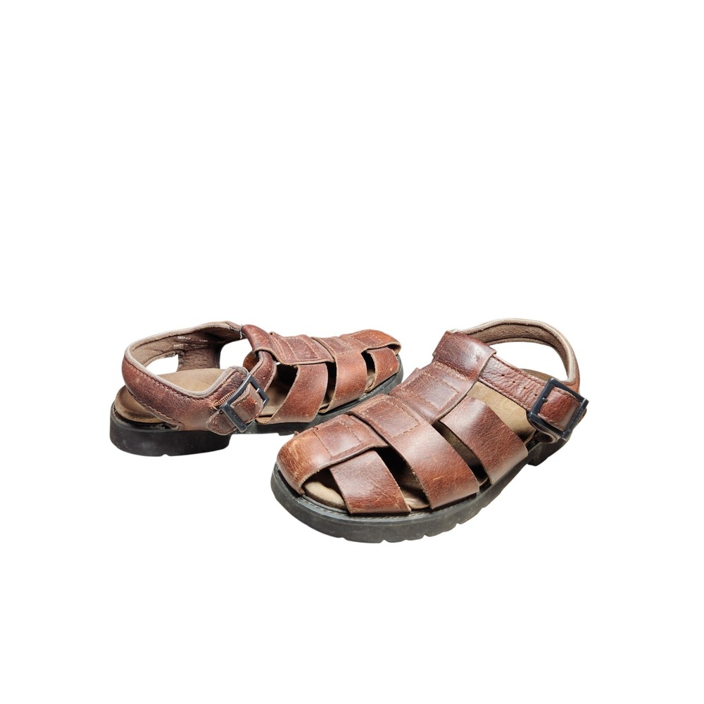 Vintage 90s Mens Brown Leather Fisherman Sandals Gorpcore Dad Shoes Grunge 10 - Picture 4 of 15